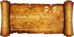 Prifach Vitális névjegykártya